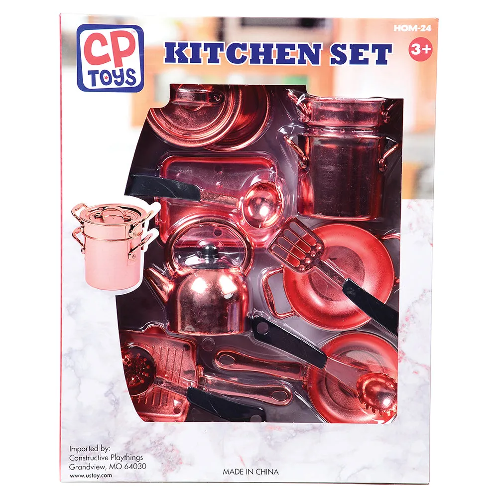 13-Piece Kids' Copper Kitchen Play Set | Realistic Pretend Play Cookware