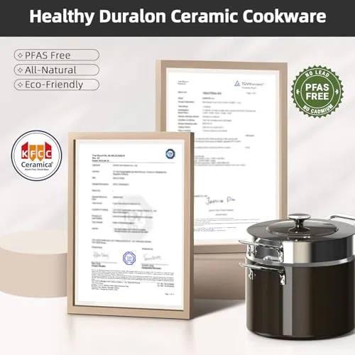 13pc Forged Lightweight Cookware Set PFAS Free, Healthy G10 Duralon Ceramic Coating