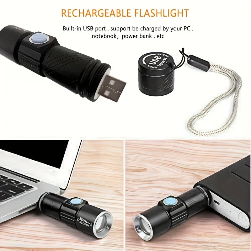 1pc Rechargeable UV 395nm Flashlight Mini Torch for Pet Stain Detection