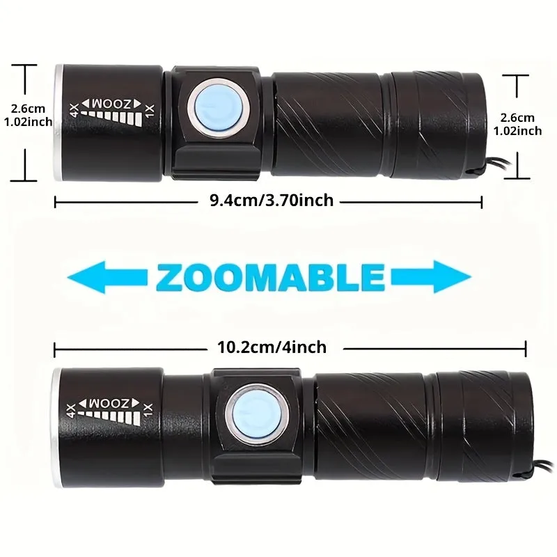 1pc Rechargeable UV 395nm Flashlight Mini Torch for Pet Stain Detection