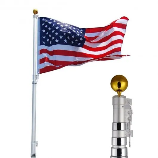 25 ft Sectional Telescoping Flagpole Kit with an American Flag