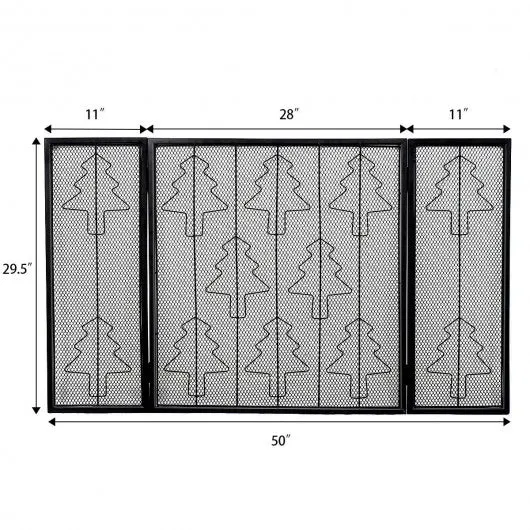 3 Panel Folding Steel Fireplace Screen