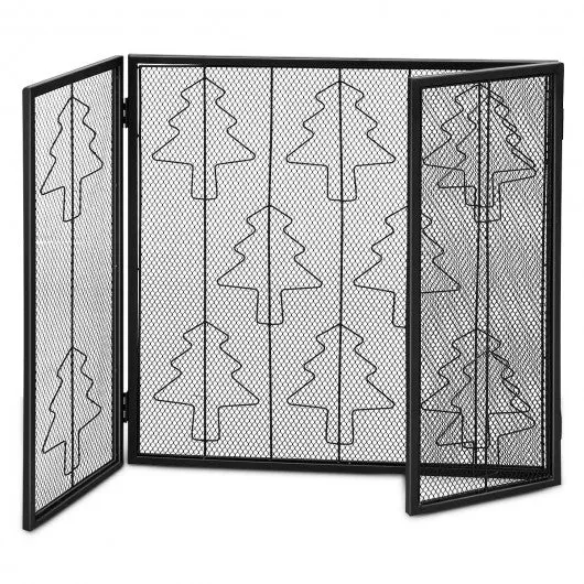 3 Panel Folding Steel Fireplace Screen