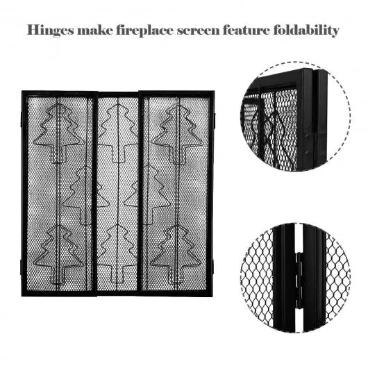 3 Panel Folding Steel Fireplace Screen