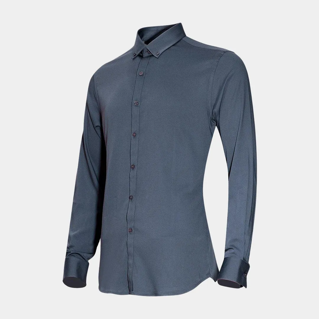 Bamboo Satin Stretch Shirt - Charcoal