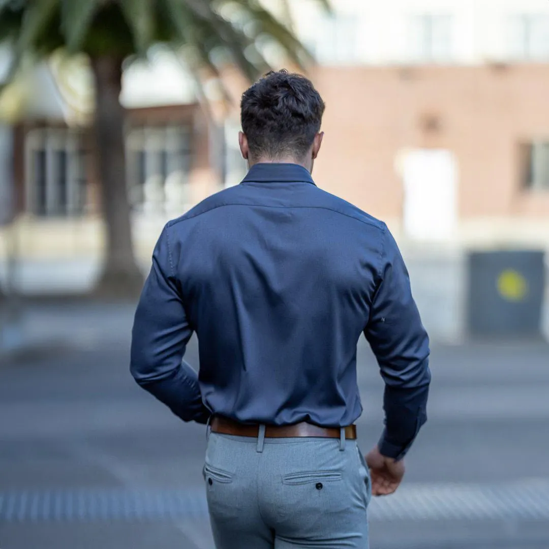 Bamboo Satin Stretch Shirt - Charcoal