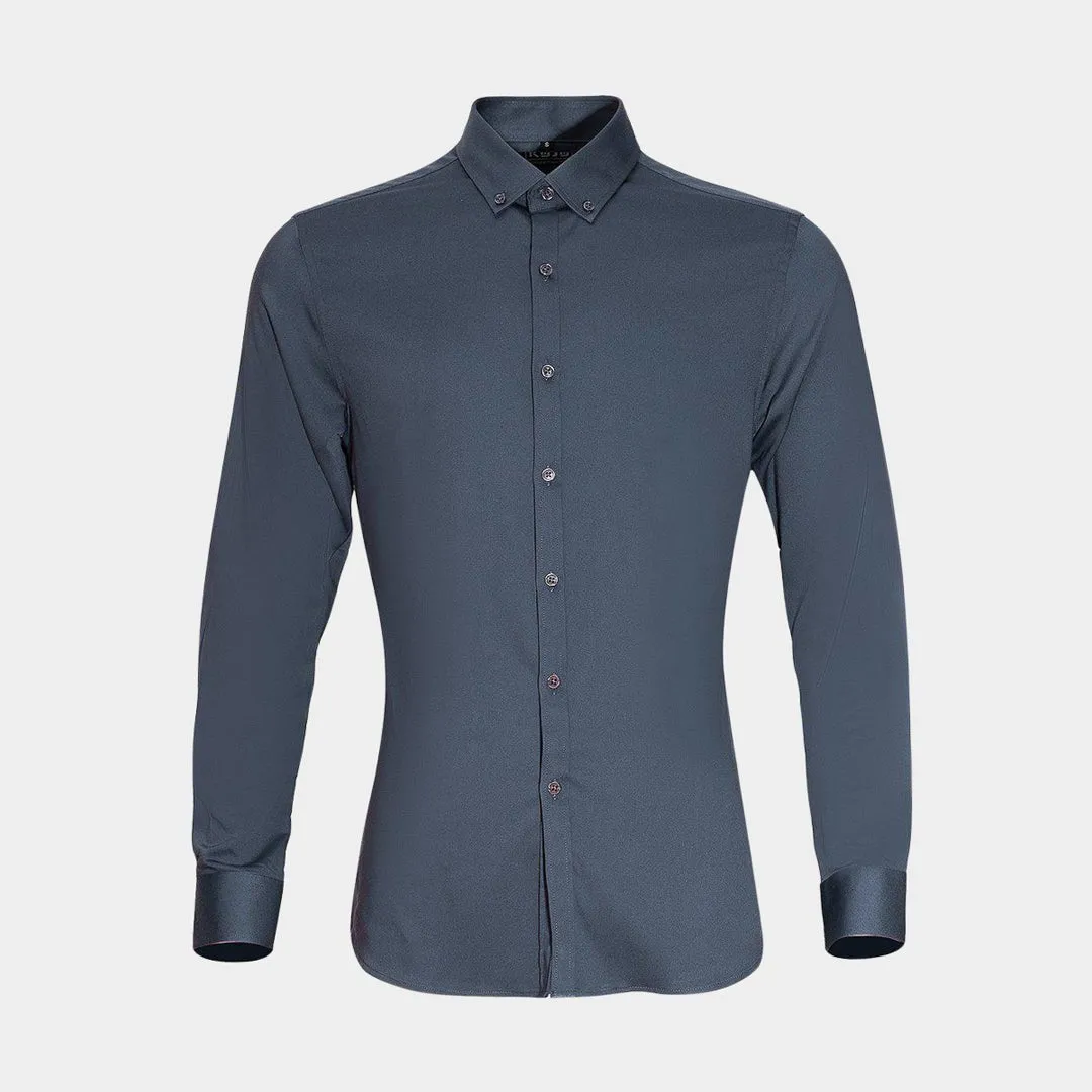 Bamboo Satin Stretch Shirt - Charcoal