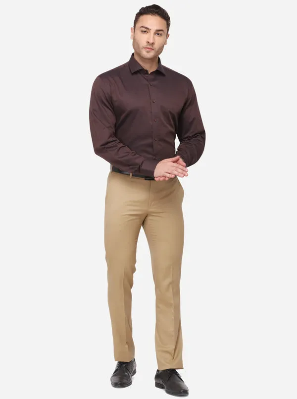 Brown Dobby Regular Fit Formal Shirt | JadeBlue