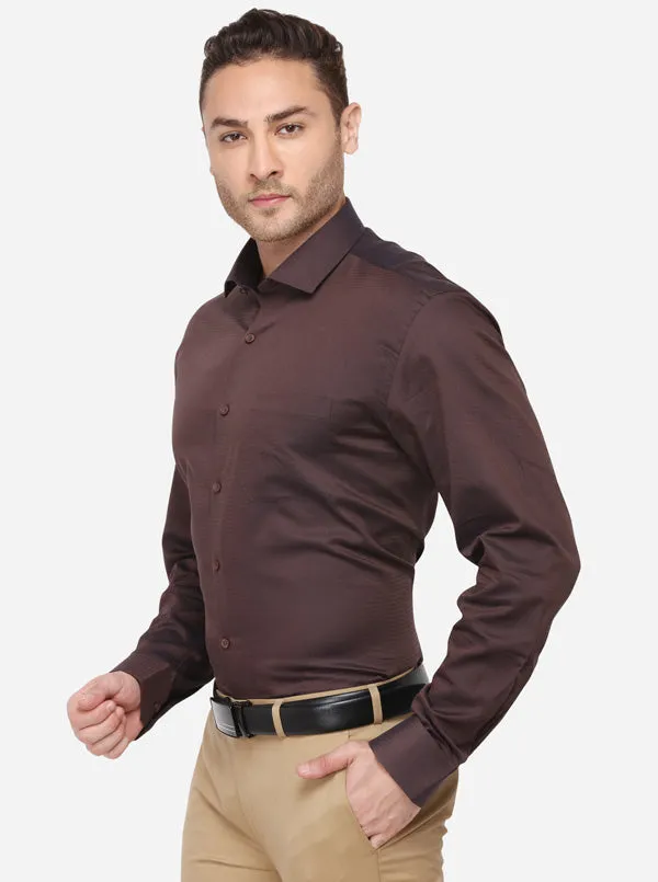 Brown Dobby Regular Fit Formal Shirt | JadeBlue