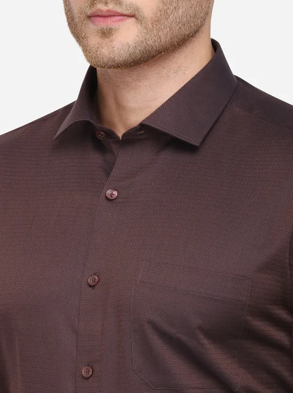 Brown Dobby Regular Fit Formal Shirt | JadeBlue