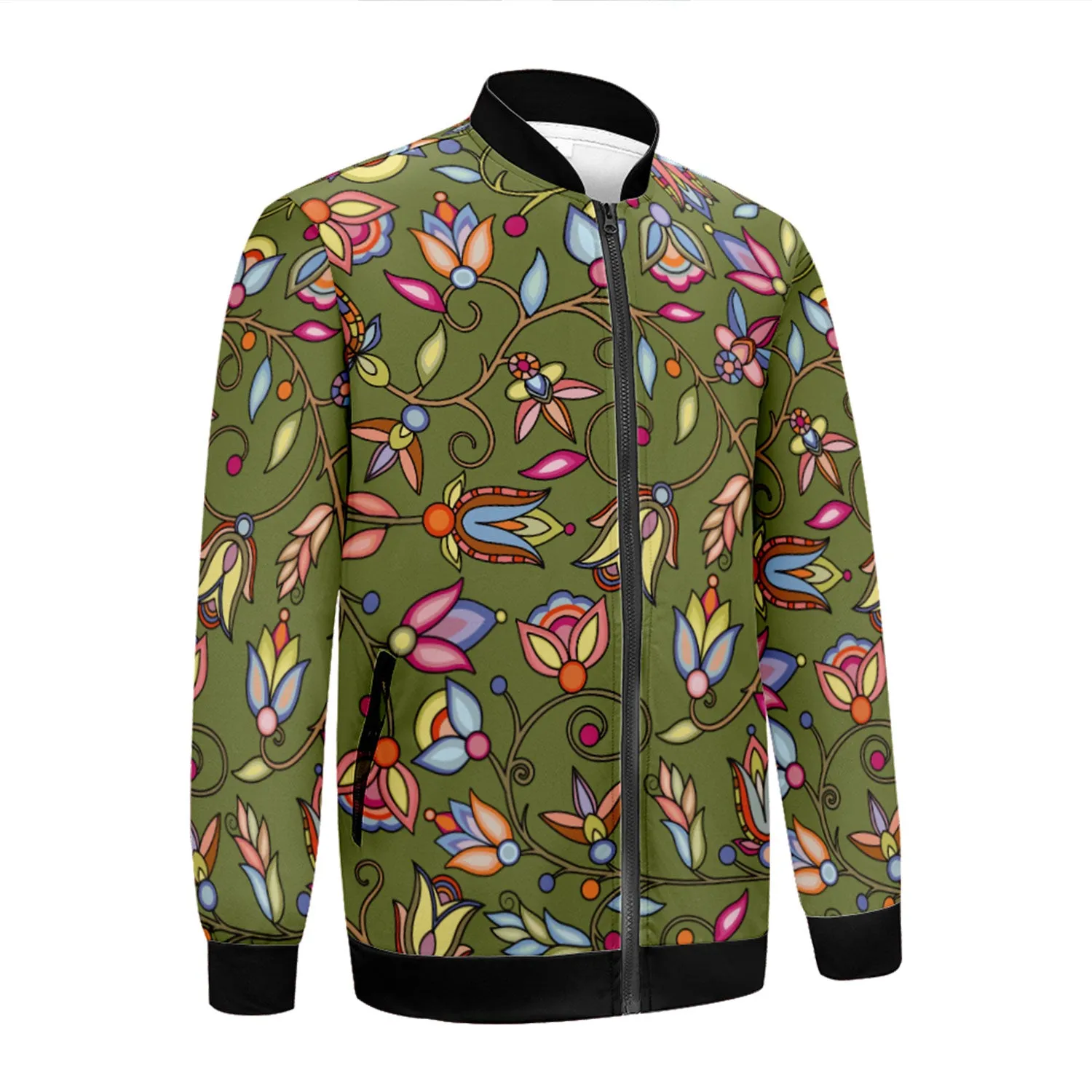 Buffalo Bloom Sage Zippered Collared Lightweight Jacket