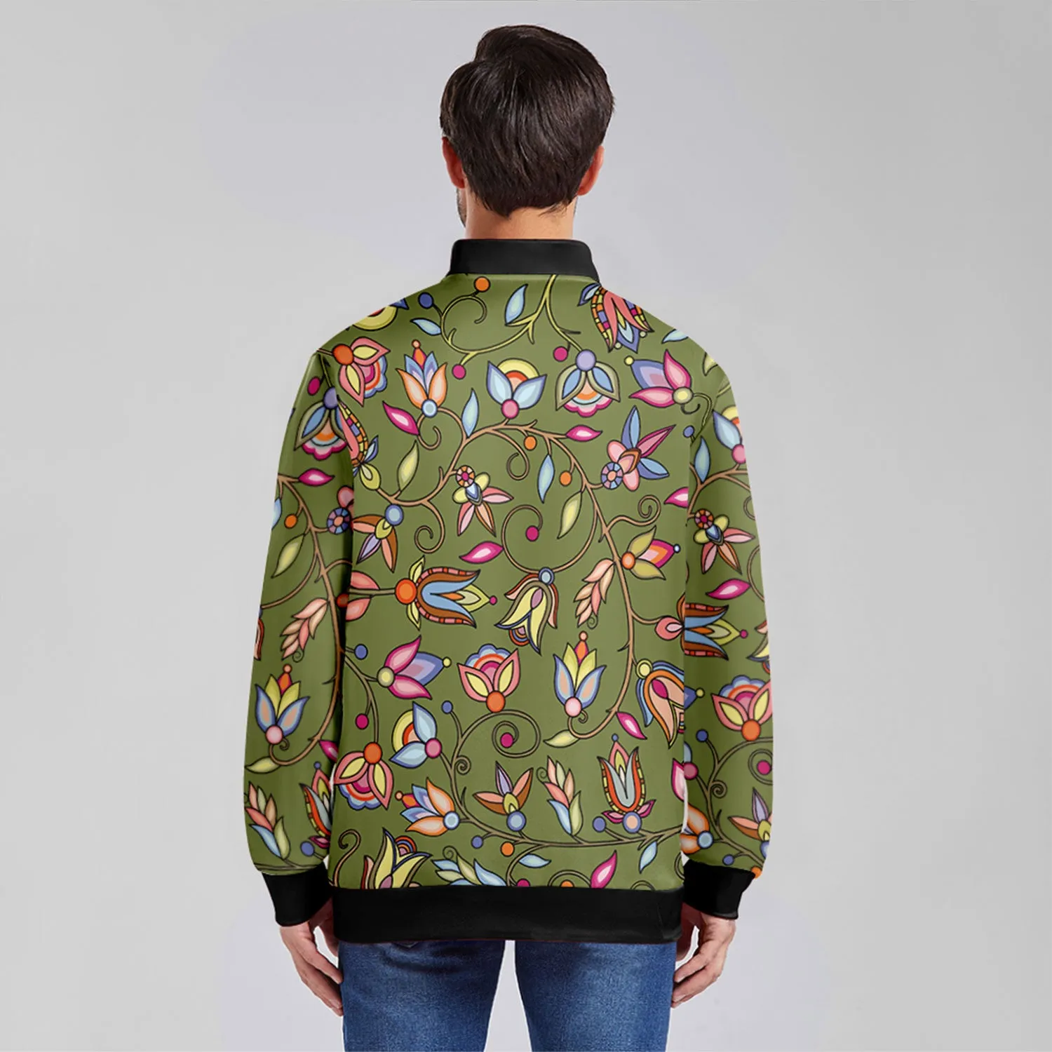 Buffalo Bloom Sage Zippered Collared Lightweight Jacket