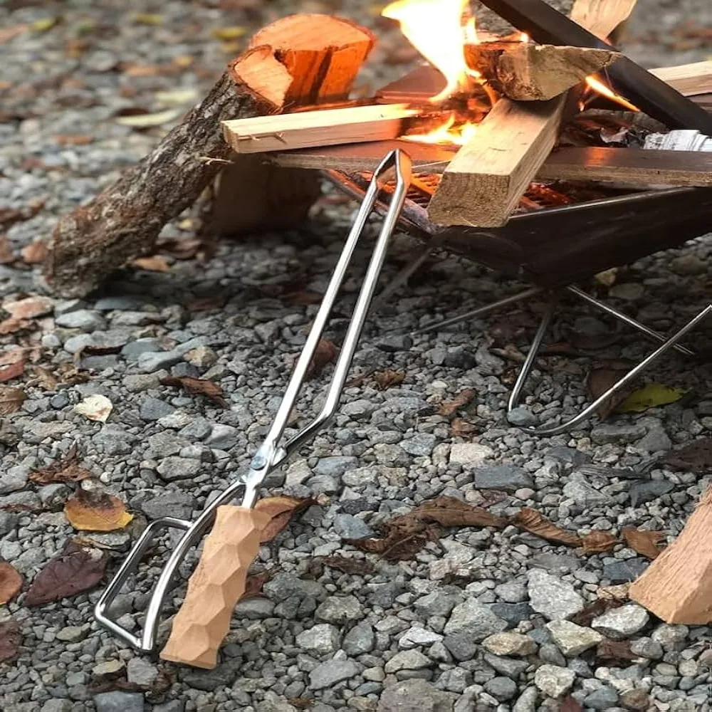 Campingmoon Stainless Steel Fireplace Firewood Tongs