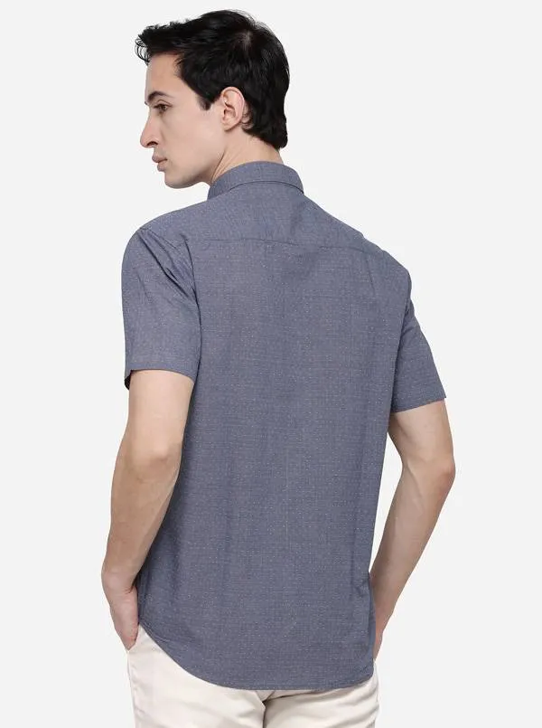 Charcoal Grey Classic Fit Printed Casual Shirt | Greenfibre