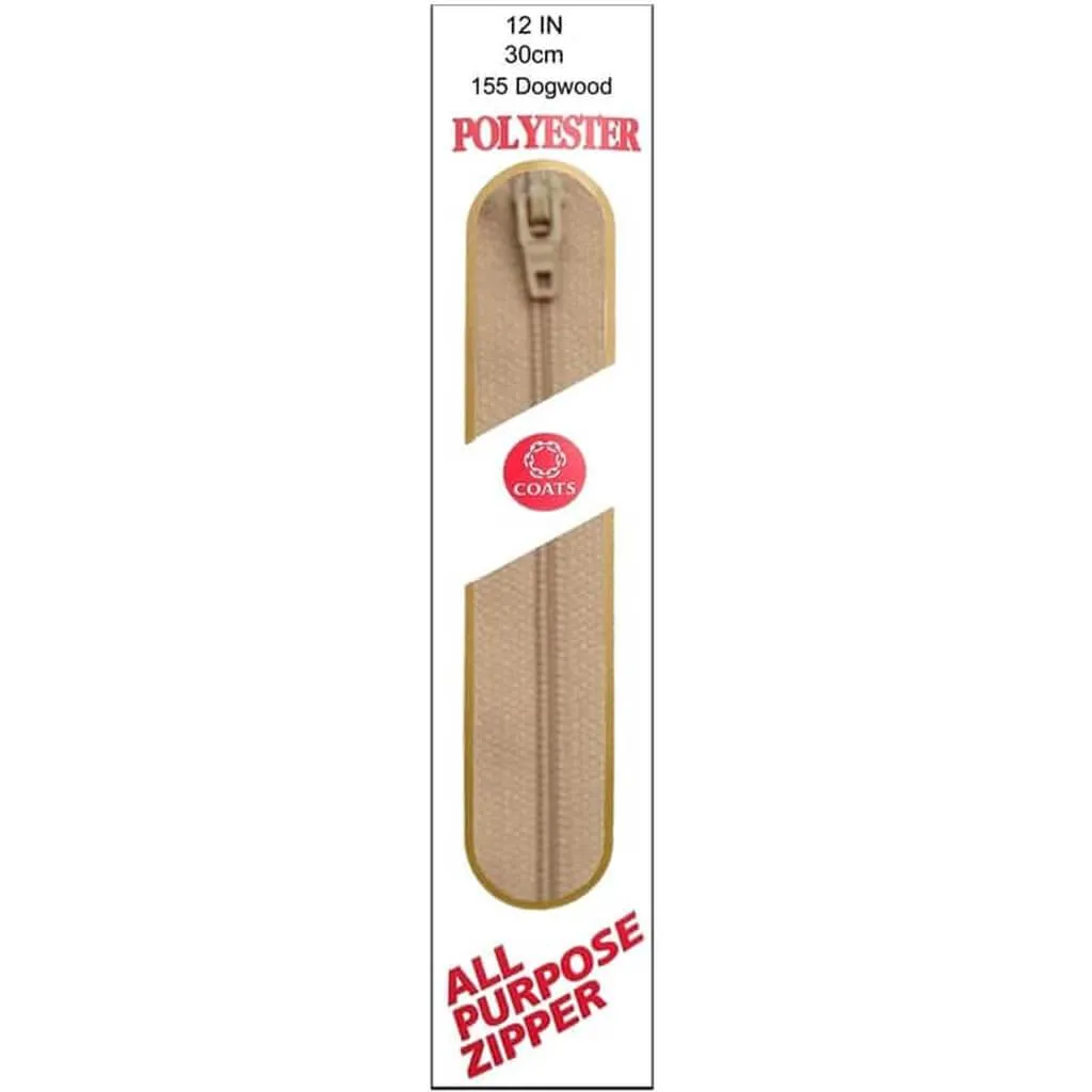 Coats All-Purpose Plastic Zipper 12in Dogwood