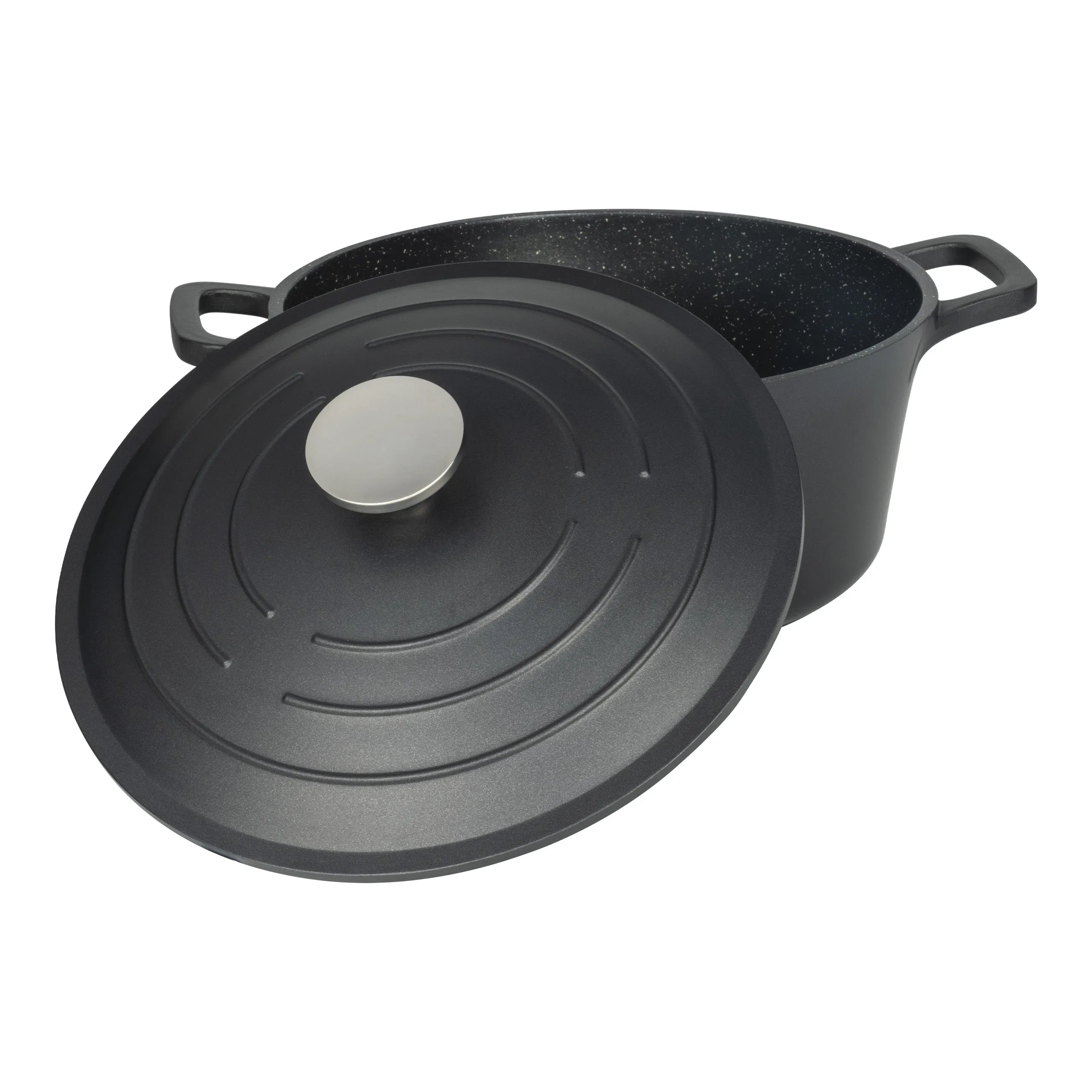 Commichef Cast Aluminium 24cm Round Casserole - Black