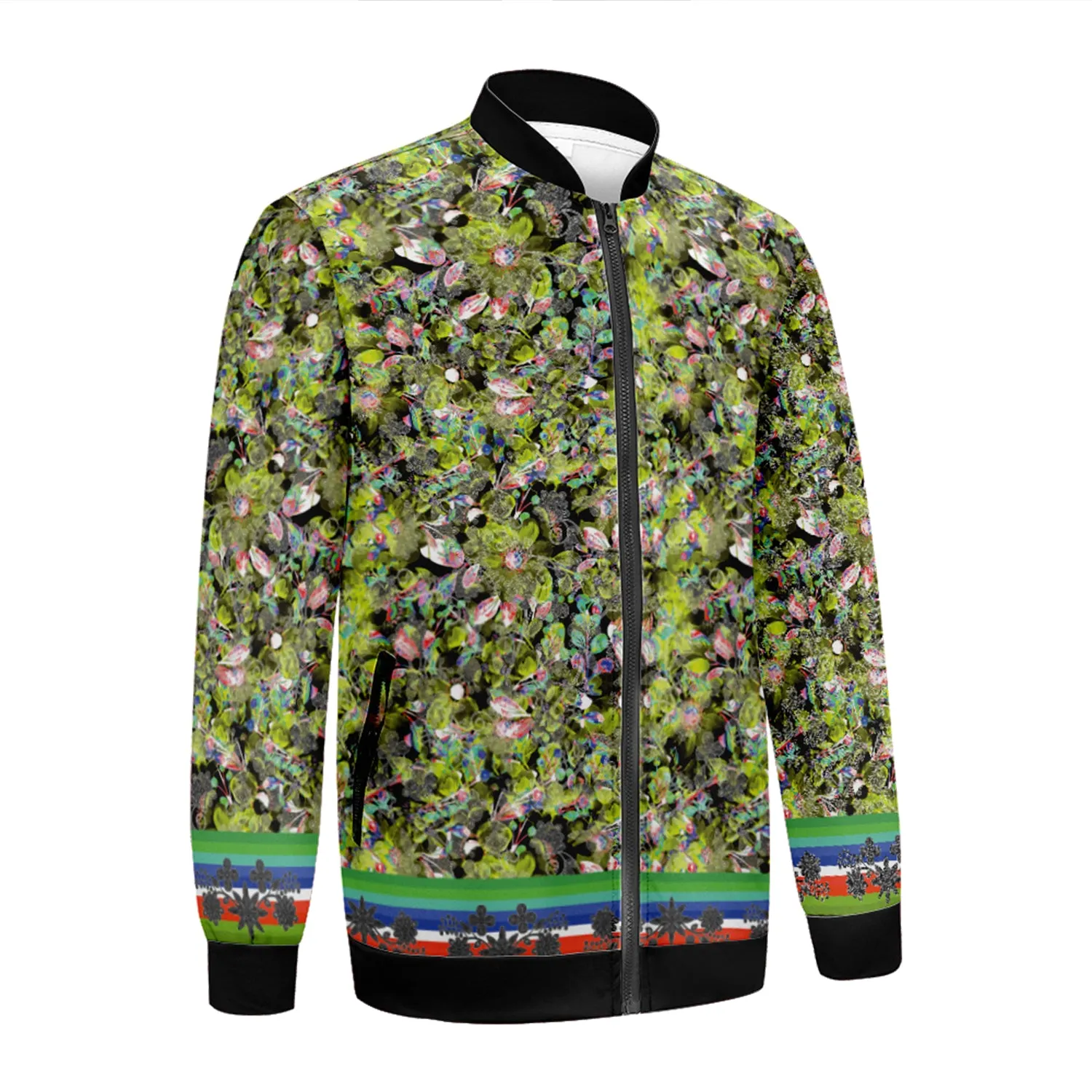 Culture in Nature Green Leaf Zippered Collared Lightweight Jacket