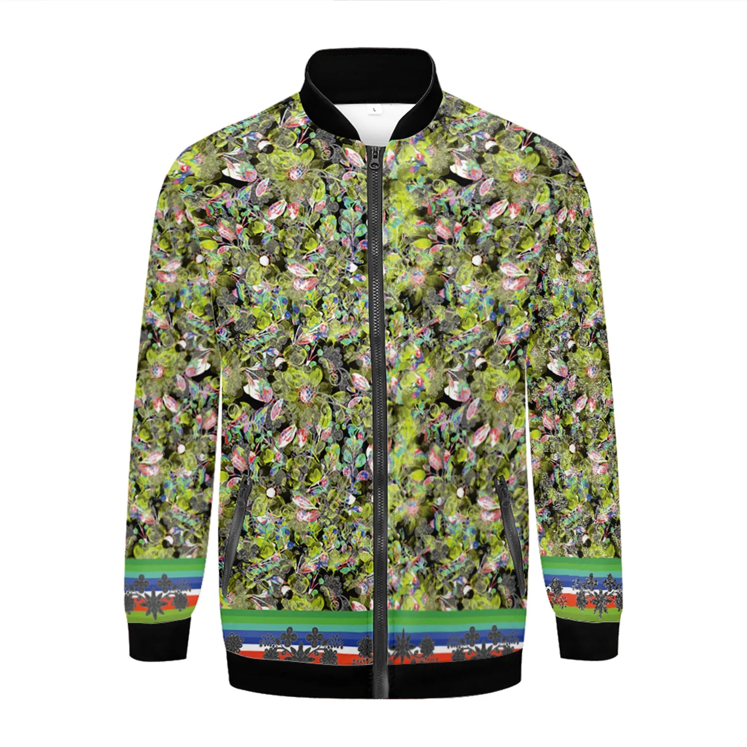 Culture in Nature Green Leaf Zippered Collared Lightweight Jacket