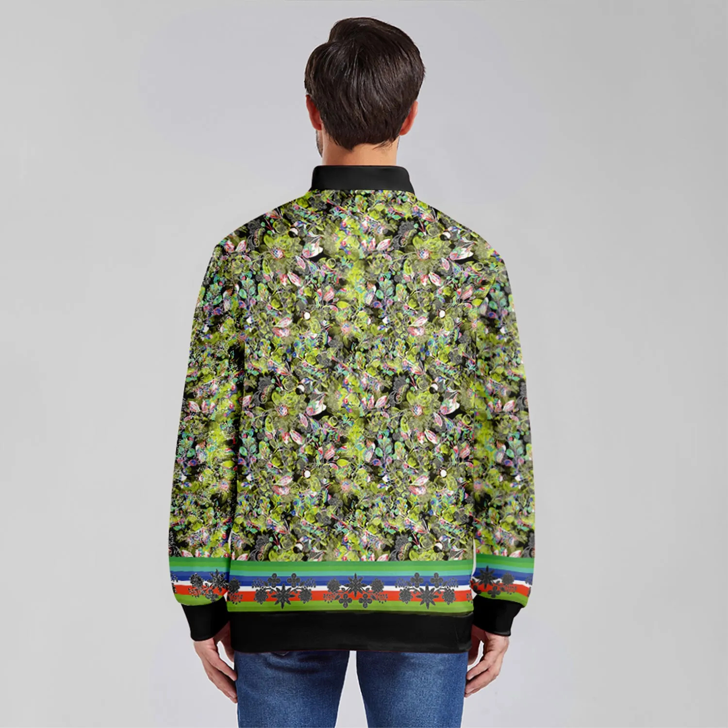 Culture in Nature Green Leaf Zippered Collared Lightweight Jacket