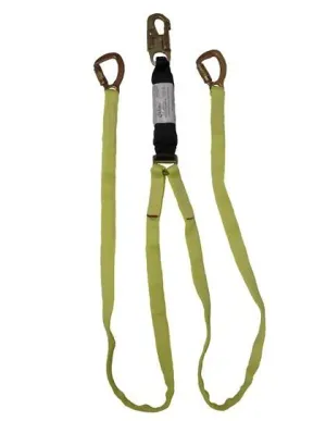 EA Lanyard - 6 ft. Twin Leg, Zorber Pack, Snap Hook   Carabiners