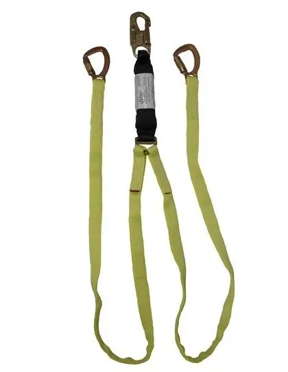 EA Lanyard - 6 ft. Twin Leg, Zorber Pack, Snap Hook   Carabiners