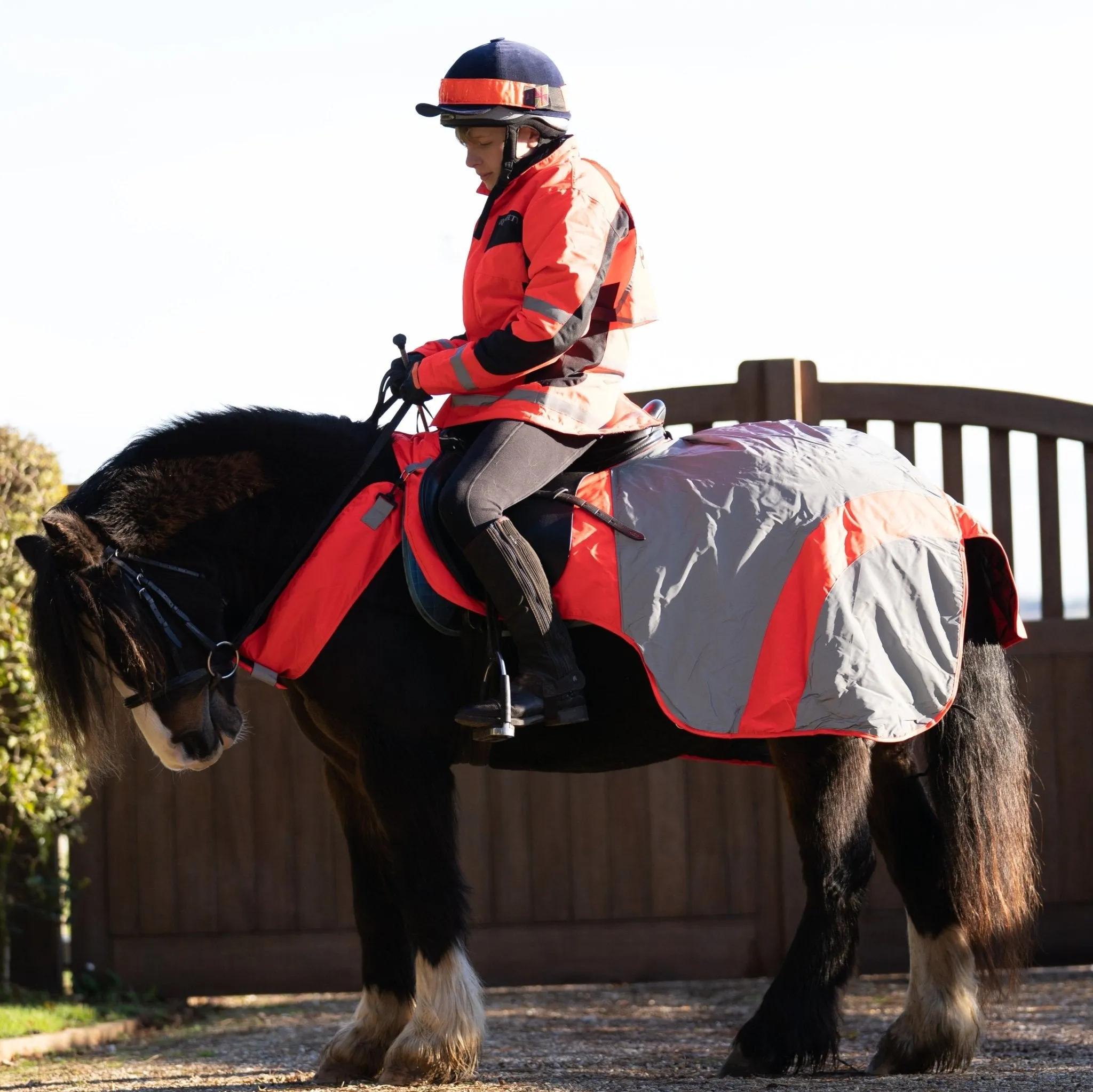 Equisafety Reflective Mercury Horse Exercise Rug - Red/Orange