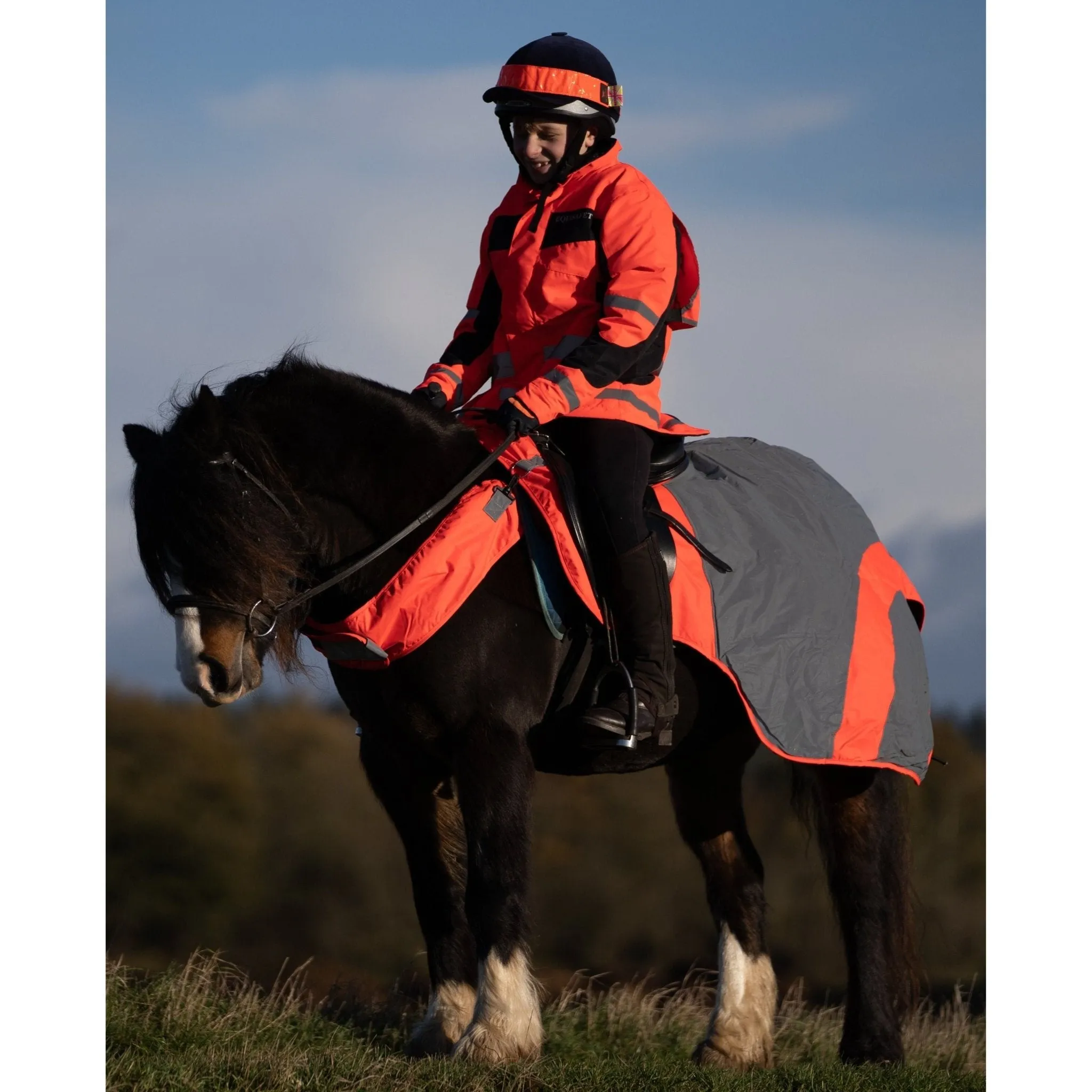 Equisafety Reflective Mercury Horse Exercise Rug - Red/Orange