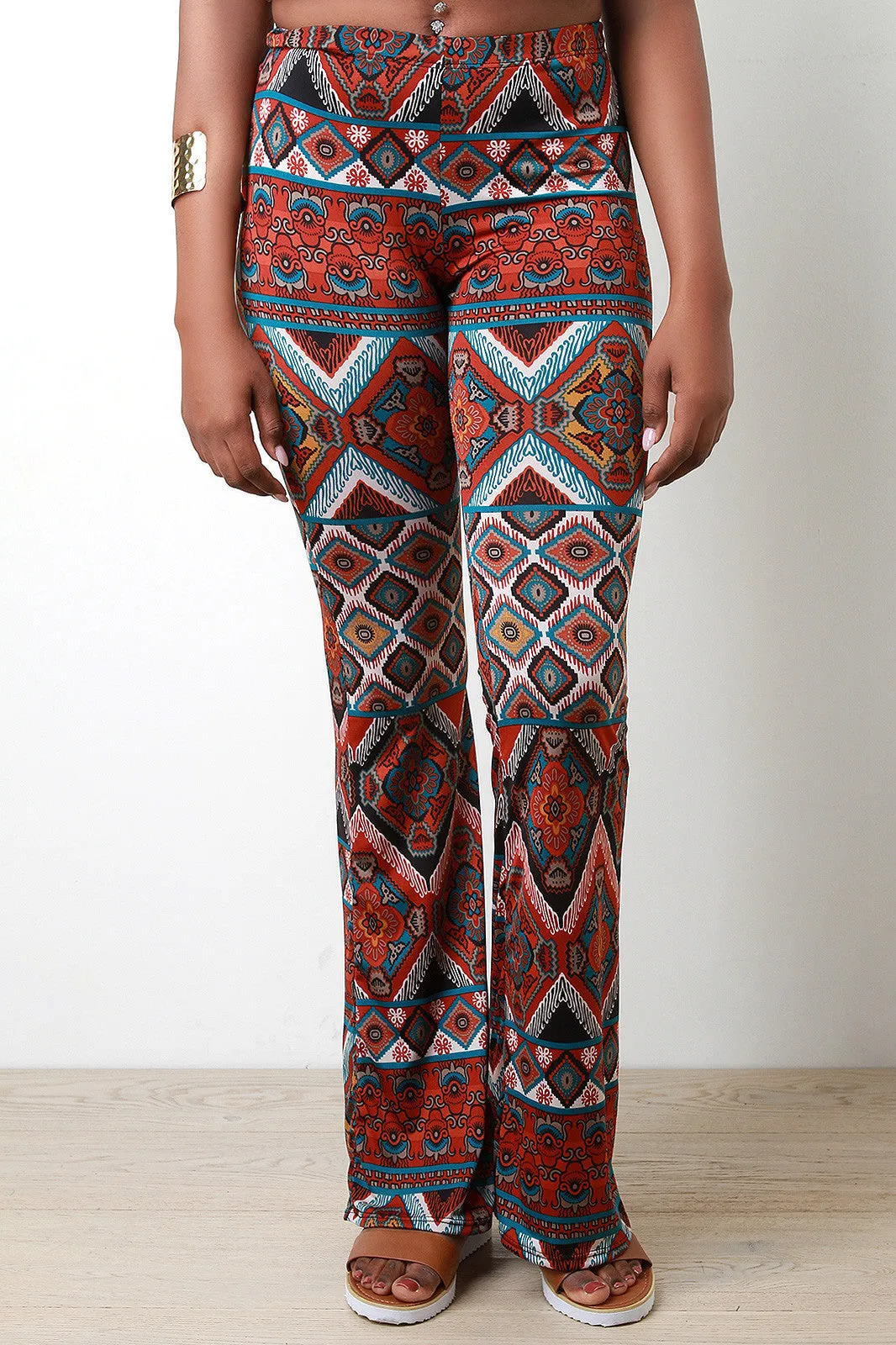 Ethnic Print Bell Bottom Pants