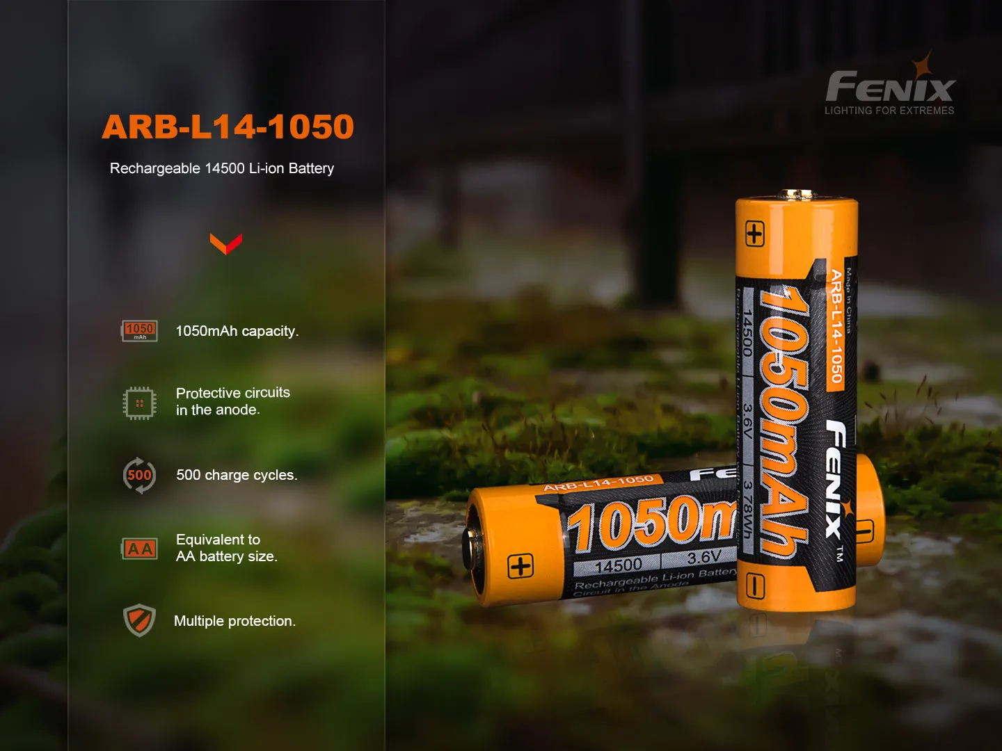 Fenix ARB-L14-1050 3.6V USB Rechargeable Li-ion AA Battery