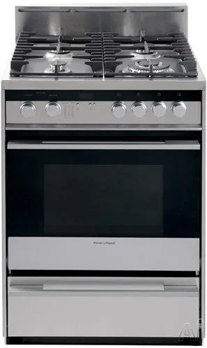 Fisher & Paykel OR24SDMBGX2 24 Inch Pro-Style Gas Range with 1.9 cu. ft. Convection Oven, 4 Sealed Burners, Wok Burner, Flame Failure Protection, Liquid Propane Compatible and Storage Drawer