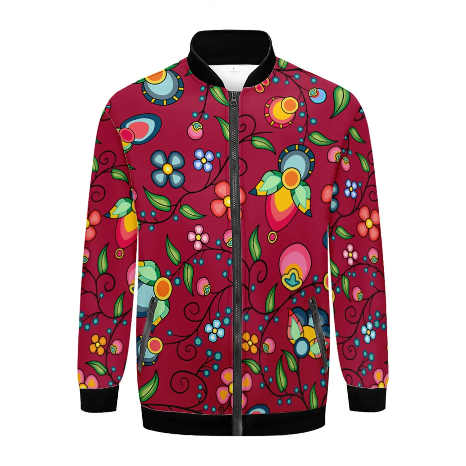 Floral Bounty Magenta Zippered Collared Lightweight Jacket