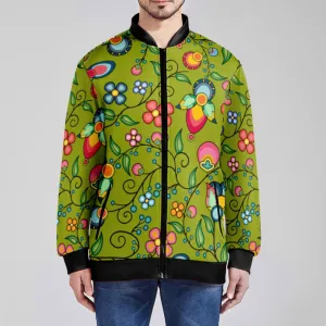 Floral Bounty Sweetgrass Zippered Collared Lightweight Jacket