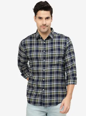 Green & Blue Checked Slim Fit Casual Shirt | Greenfibre