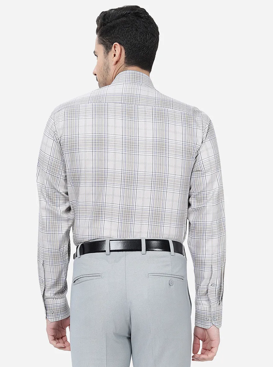 Grey Checked Regular Fit Formal Shirt | JadeBlue