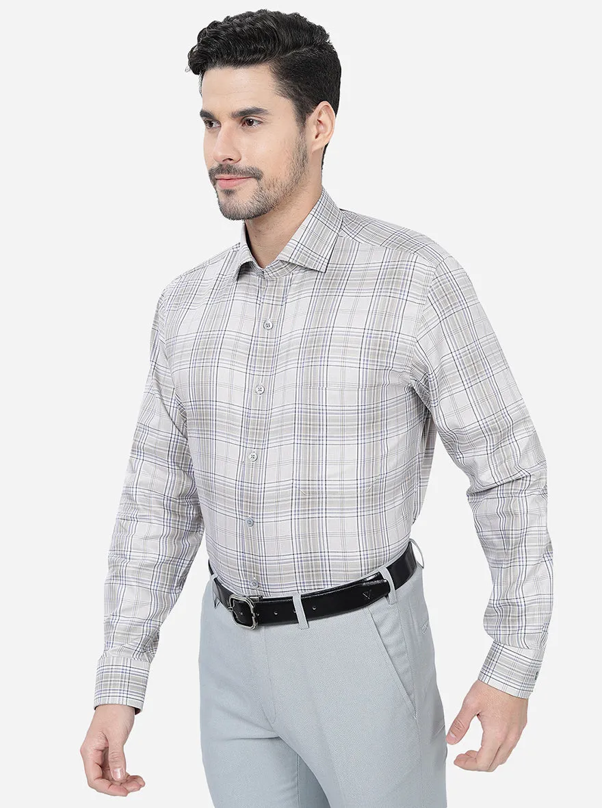 Grey Checked Regular Fit Formal Shirt | JadeBlue