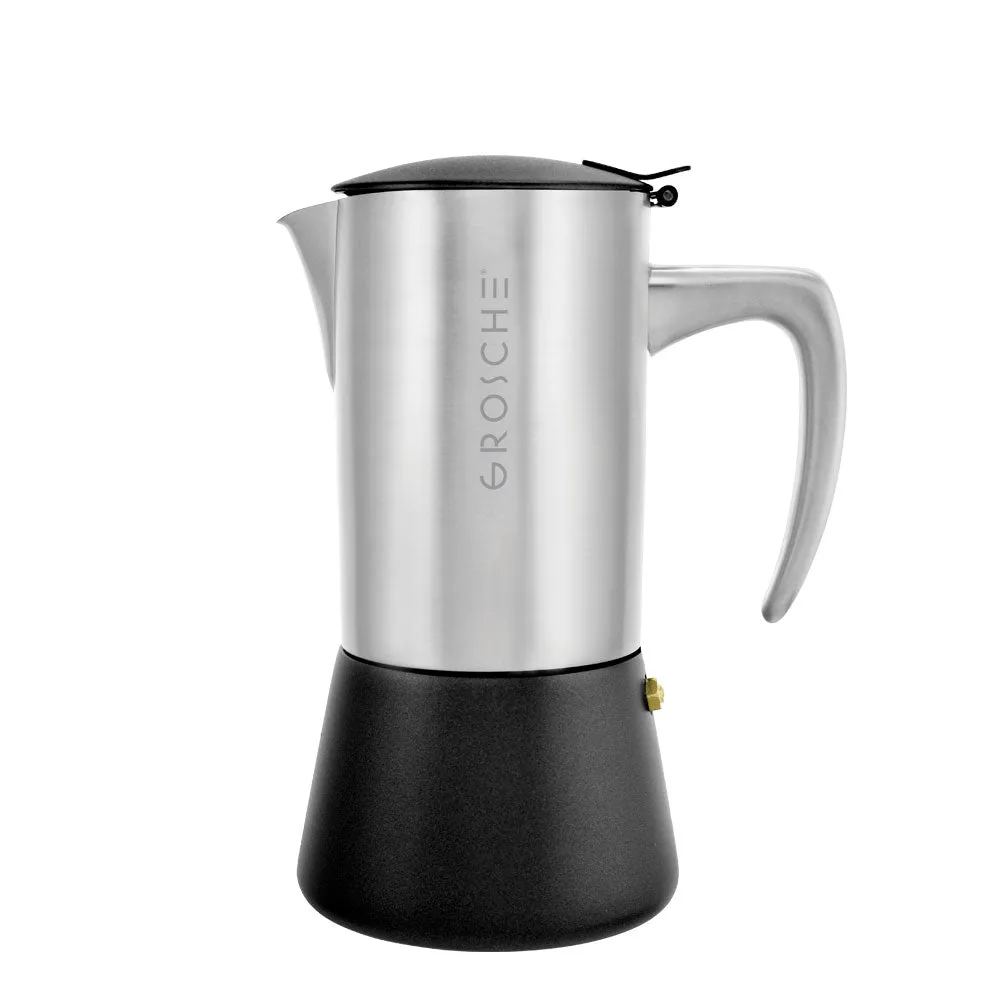 Grosche Milano Steel Espresso Maker - Brushed / 6-Cup / 10.1 fl. oz