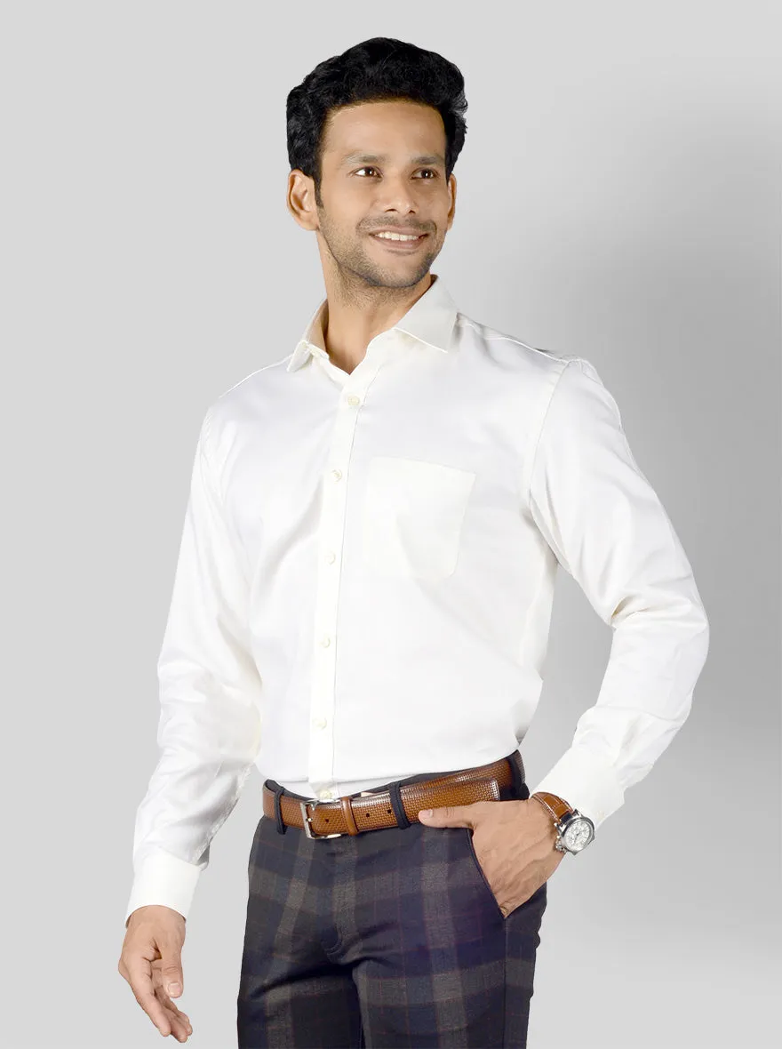 Ivory Dobby Regular Fit Formal Shirt | JadeBlue