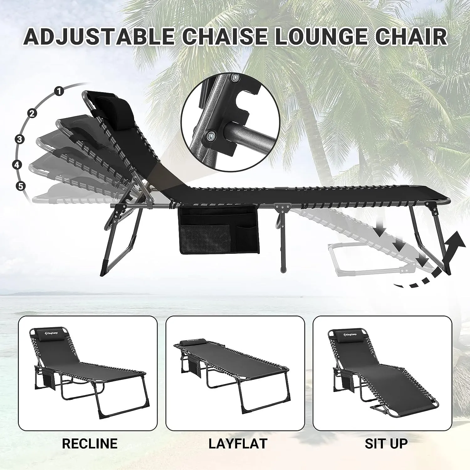 KingCamp Folding Chaise Lounge Chairs