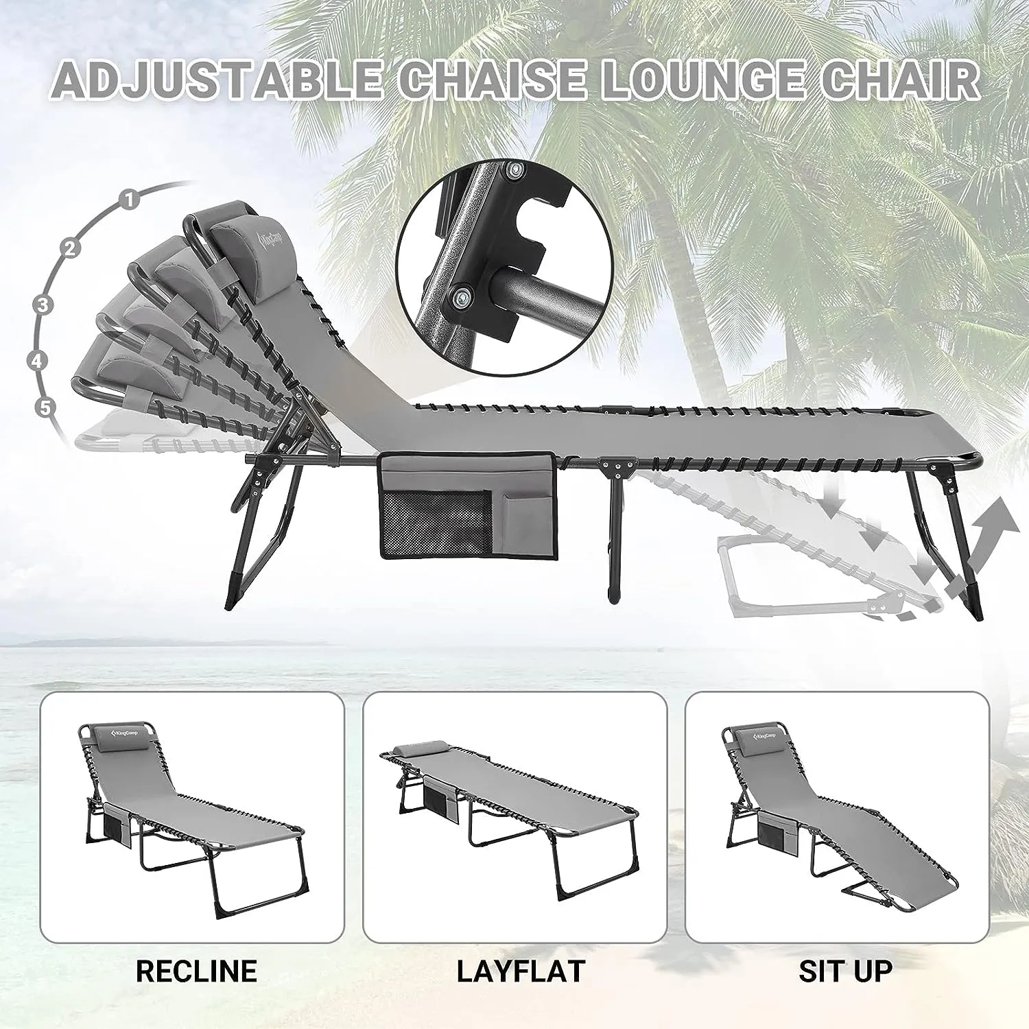 KingCamp Folding Chaise Lounge Chairs