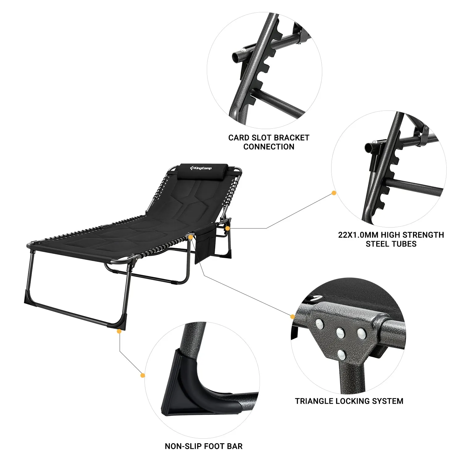 KingCamp Oversize Folding Chaise Lounge Chair