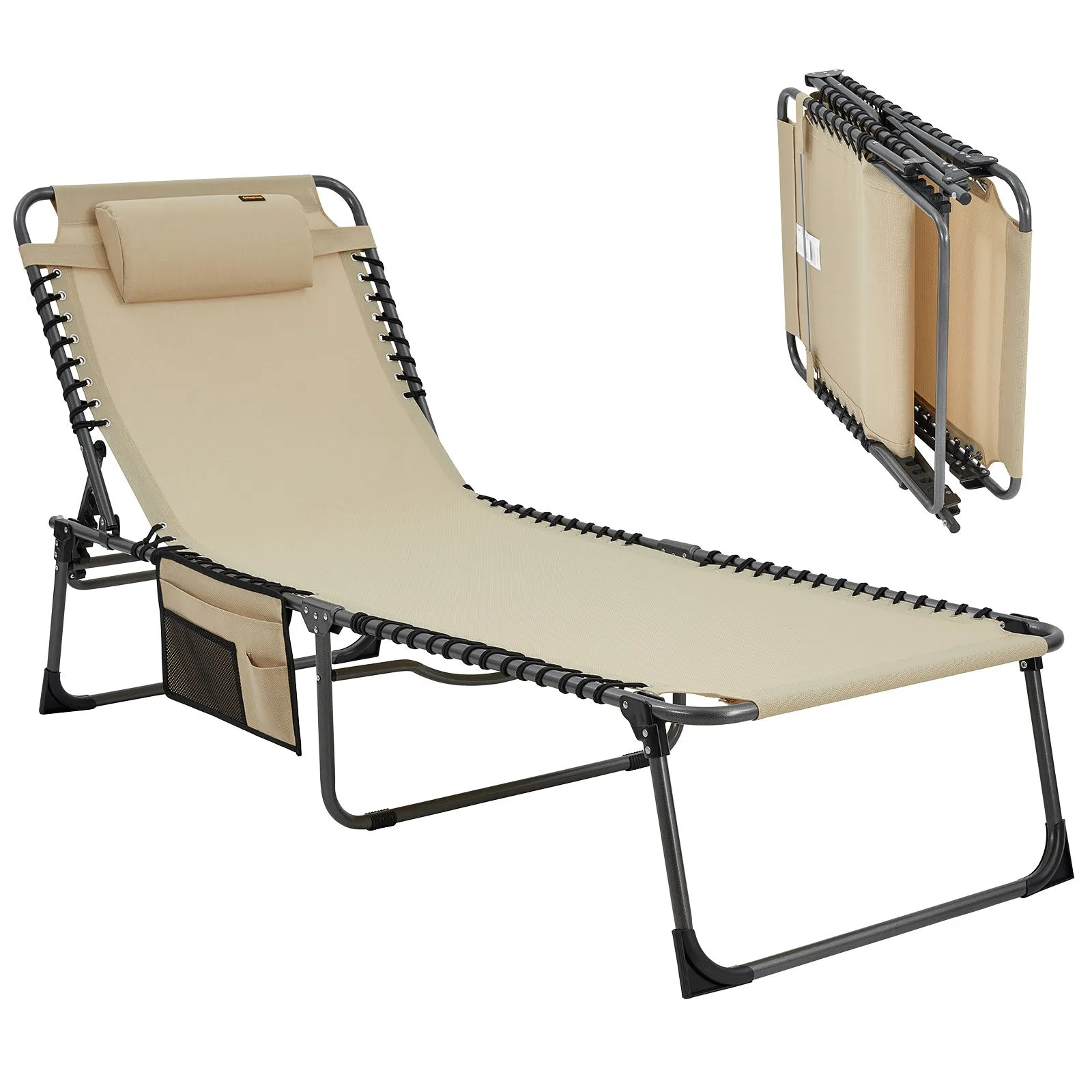 KingCamp Oversized Adjustable 4-Position Folding Chaise Lounge Chair