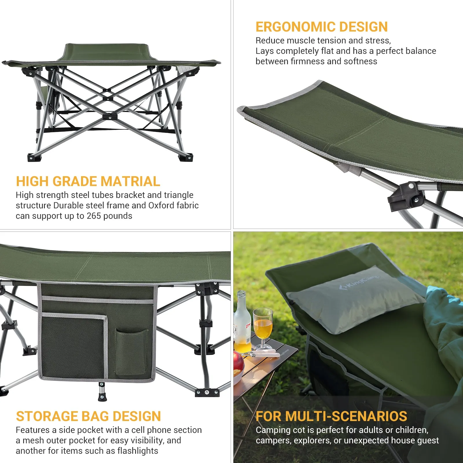 KingCamp Oversized Heavy Duty Camping Cot