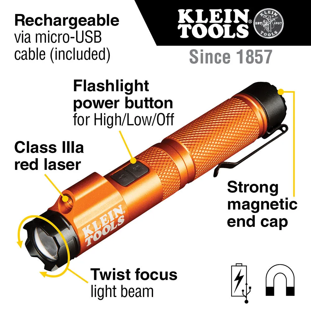 Klein 56040 Rechargeable Focus Flashlight with Laser