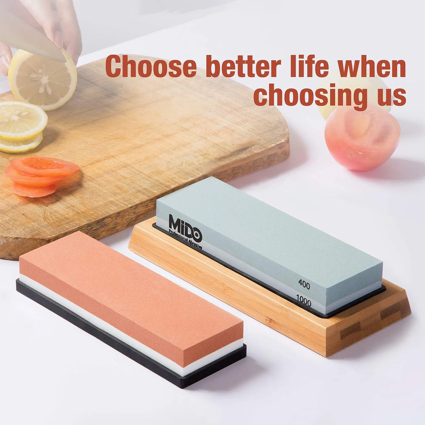 Knife Sharpening Stone Set 4 Side Grit 400/1000 3000/8000, Sharpening Stone Set with Non-slip Bamboo Base