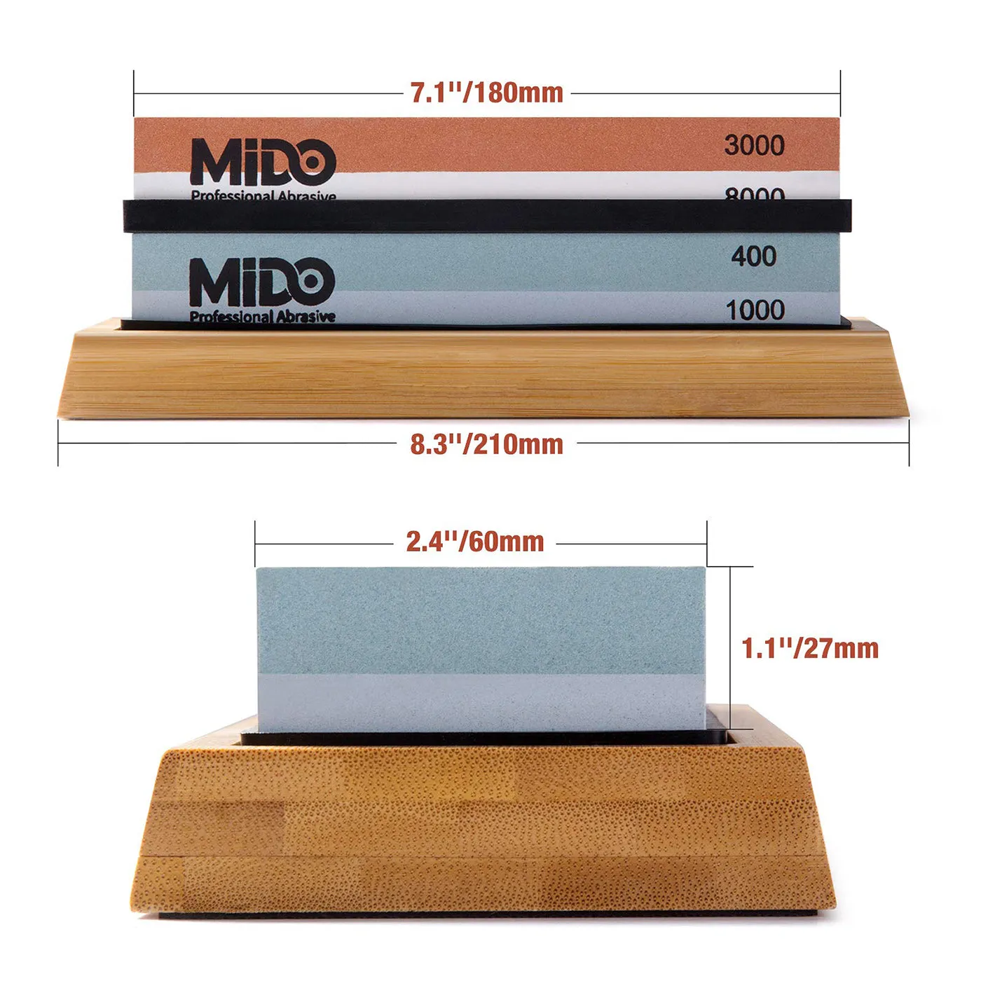 Knife Sharpening Stone Set 4 Side Grit 400/1000 3000/8000, Sharpening Stone Set with Non-slip Bamboo Base