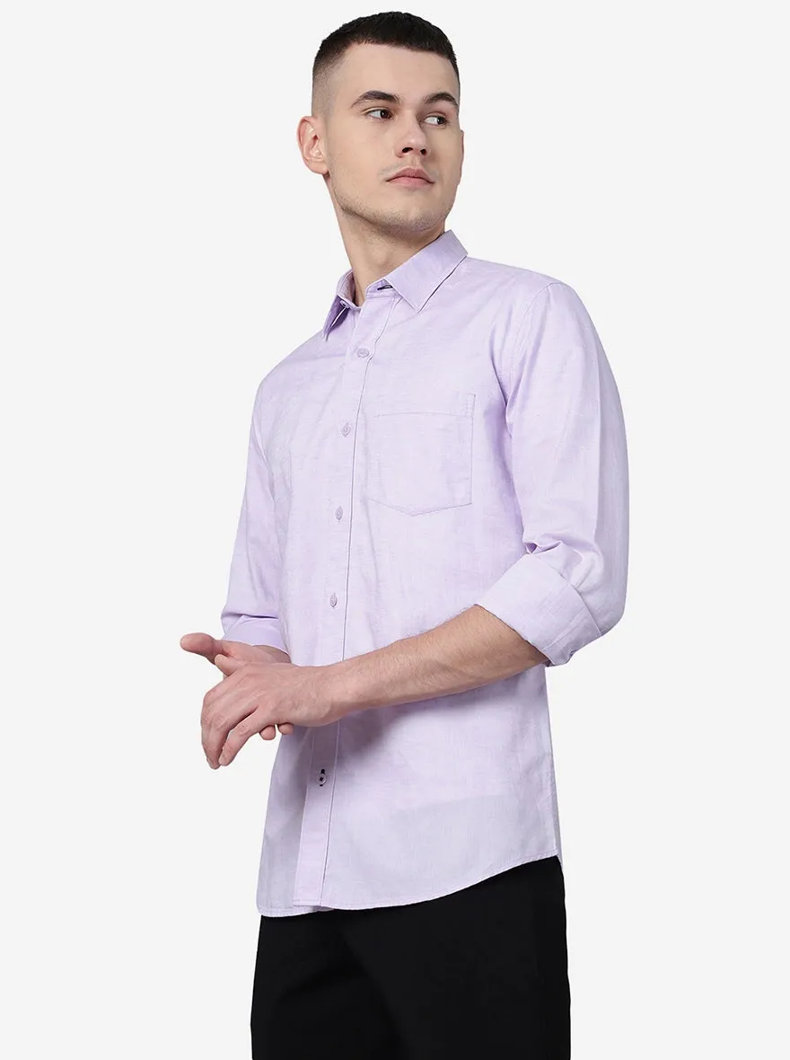 Lavender Solid Slim Fit Semi Casual Shirt | JadeBlue