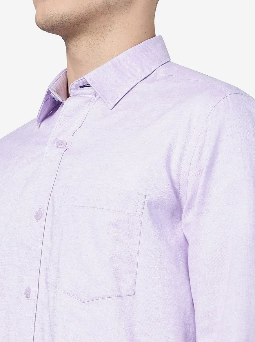 Lavender Solid Slim Fit Semi Casual Shirt | JadeBlue