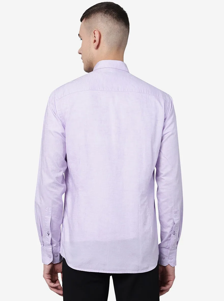 Lavender Solid Slim Fit Semi Casual Shirt | JadeBlue