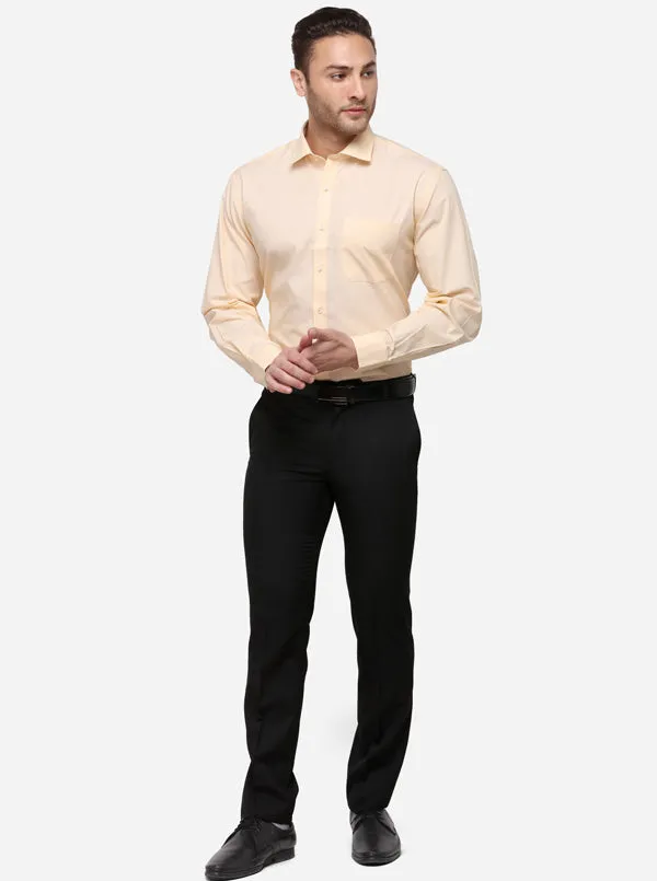 Lemon Yellow Solid Regular Fit Formal Shirt | Greenfibre