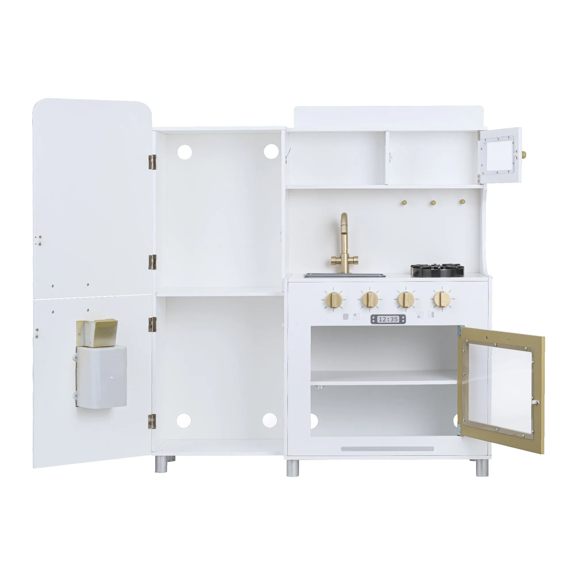 Little Chef Mayfair Classic Kids Kitchen Playset With 11 Accessories, White/gold